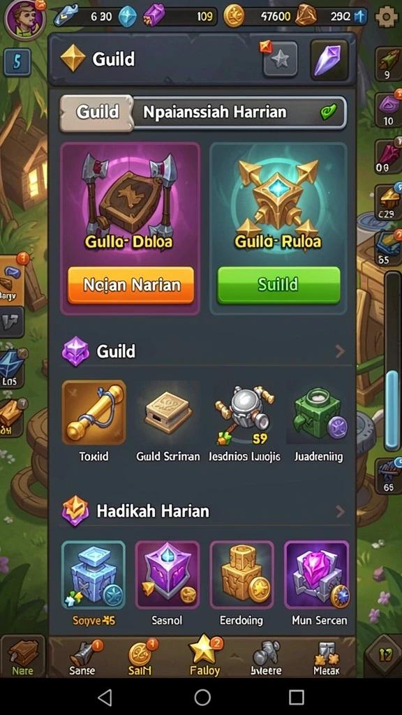 Gambaran level menantang yang penuh warna.