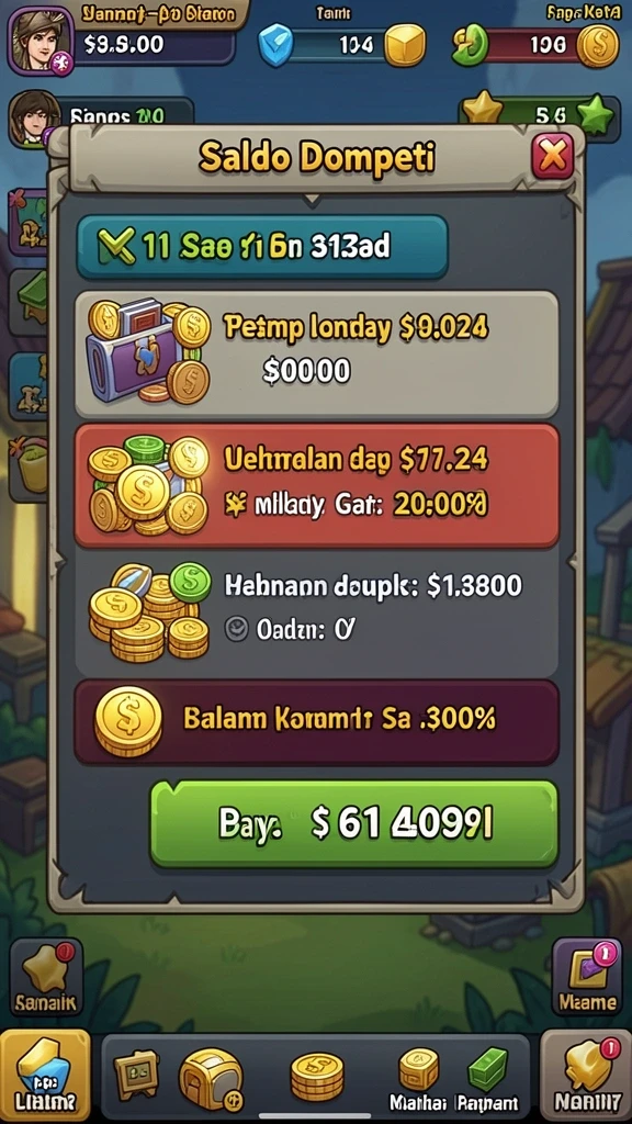 Screenshot menampilkan antarmuka utama permainan.